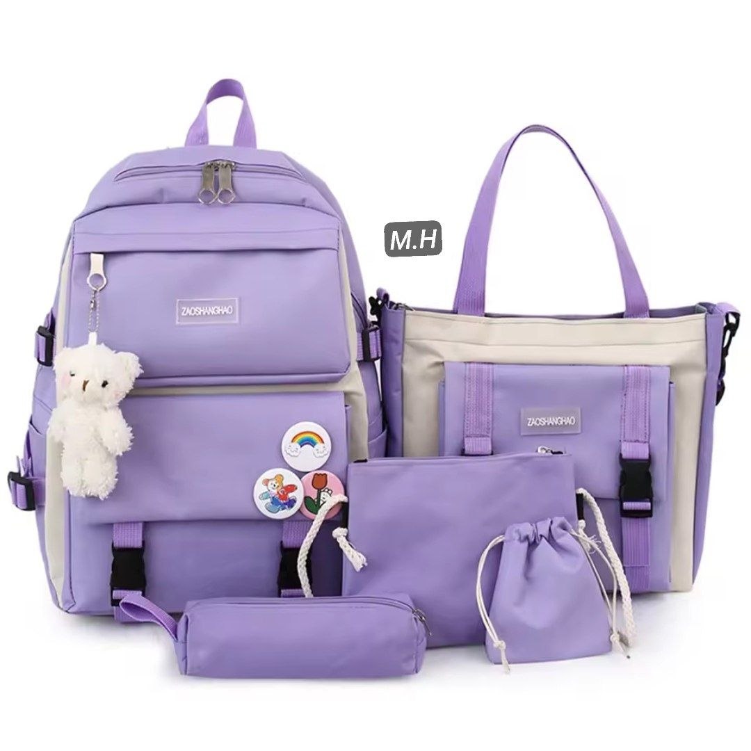 باك المحفظة المدرسية المتكامل 5 فـ 1 (جودة ممتازة) 🎒✨